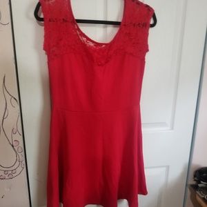 Red lace skater dress
